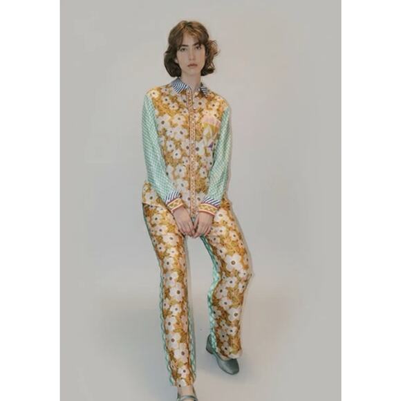 Me369 Pants - Me 369 Bailey Satin Straight Pants Women’s In Peach Medium NWT